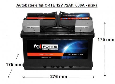 Autobaterie fgFORTE 12V 72Ah, 680A