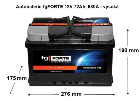 Autobaterie fgFORTE 12V 72Ah, 680A